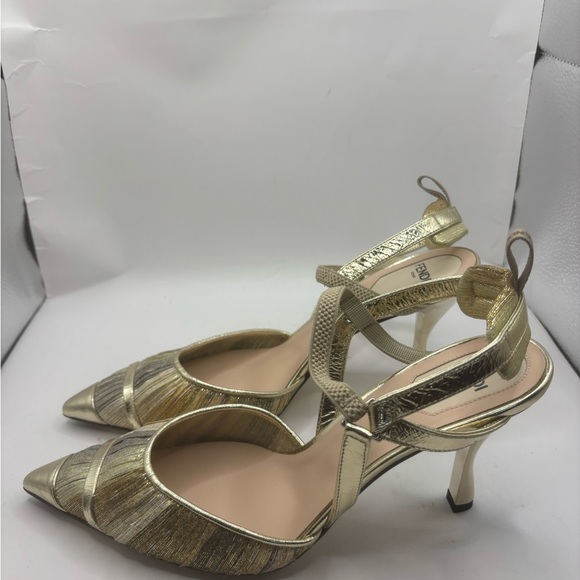 Fendi Colibri Lite 85mm Metallic Slingback Pumps SZ 37.5 - Picture 7 of 7